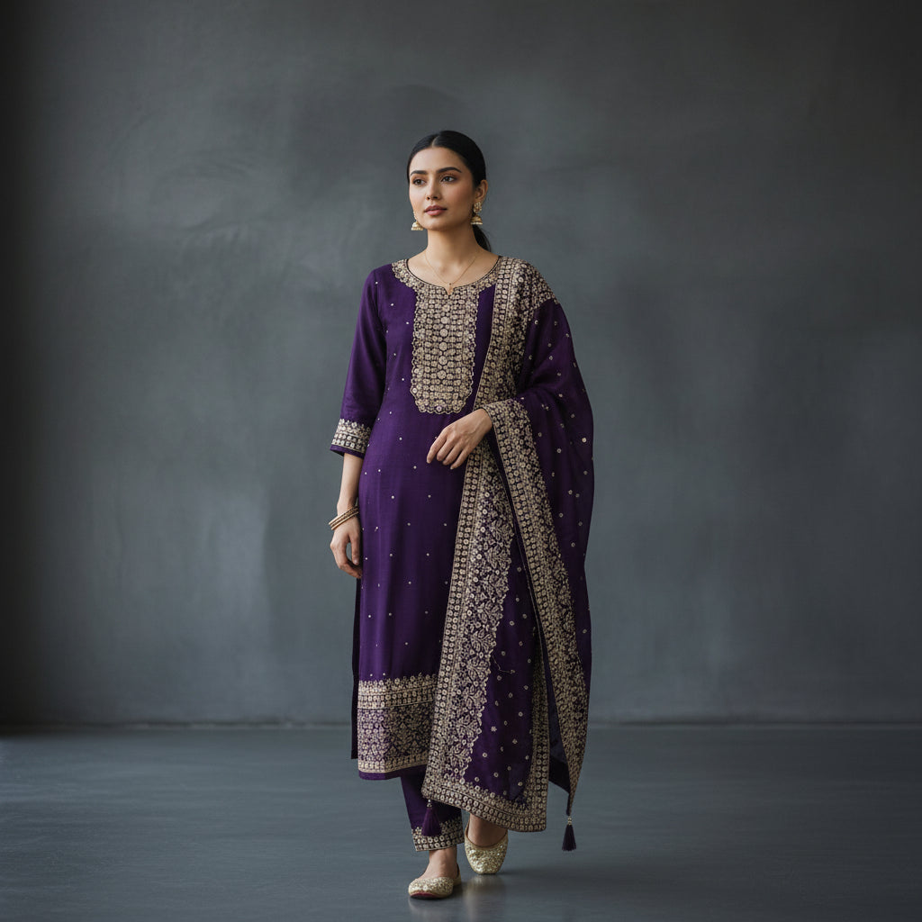 Silk-blend Kurta Set for Elegance