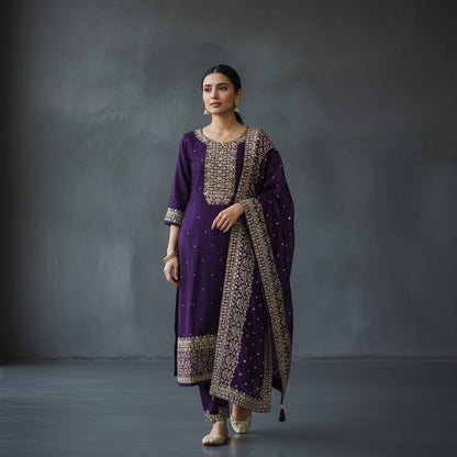 Silk-blend Kurta Set for Elegance