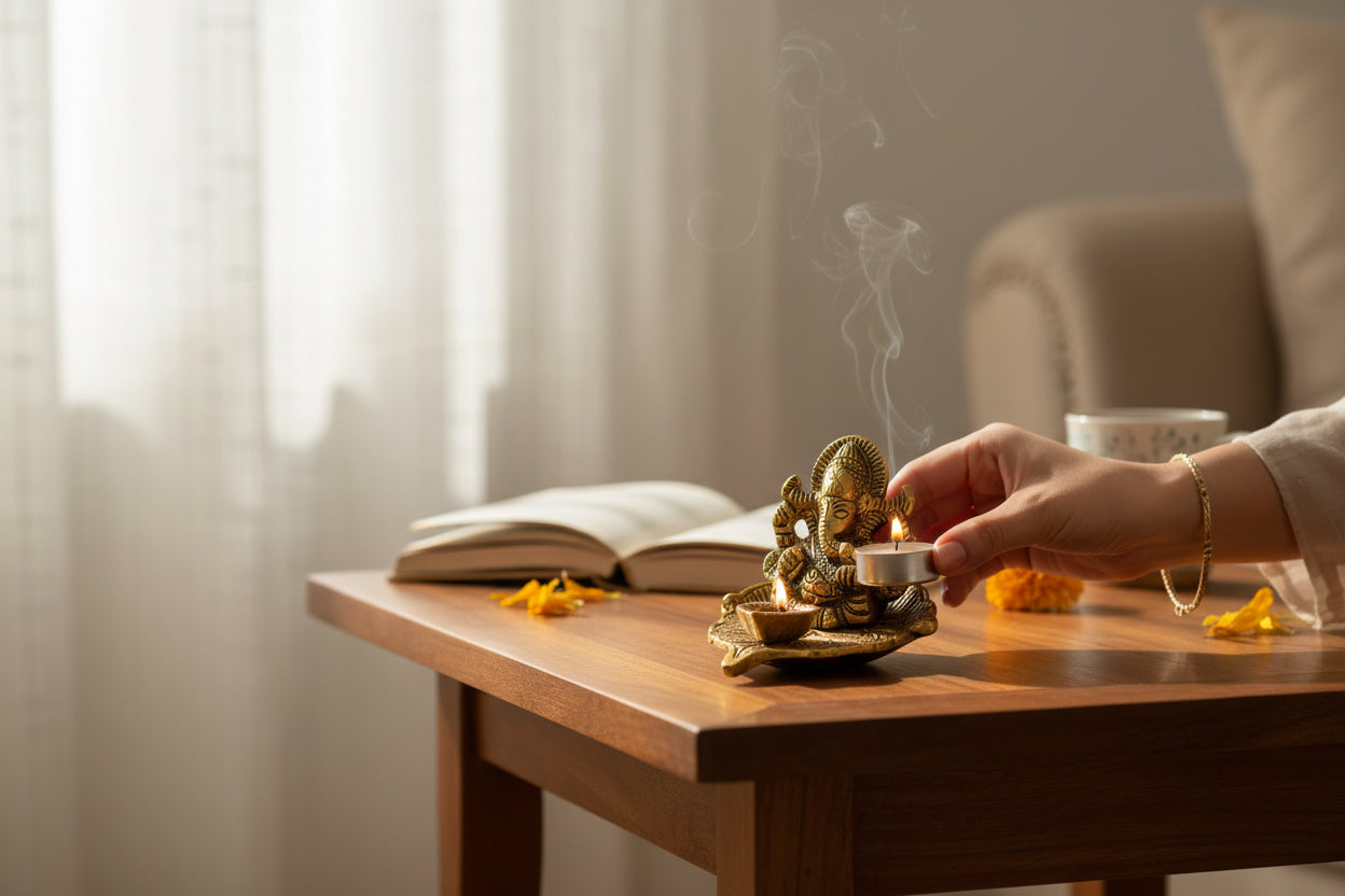 Seated Ganesha Leaf Diya