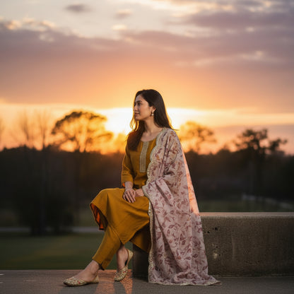 Georgette Dupatta with Sequined Borders for Festive Elegance