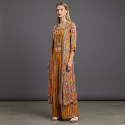 Georgette Co-ord Set Crop Top Wide-Leg Trousers