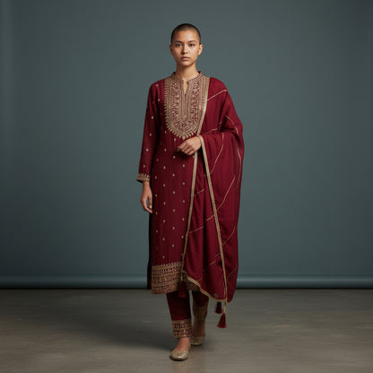 Silk Blend Sleeveless Kurta Set