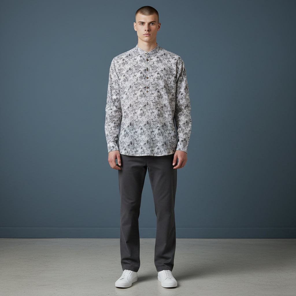 Cotton-Blend Half Kurta