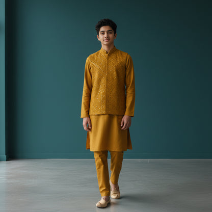 Cotton Silk Blend Kurta Set 3 Piece