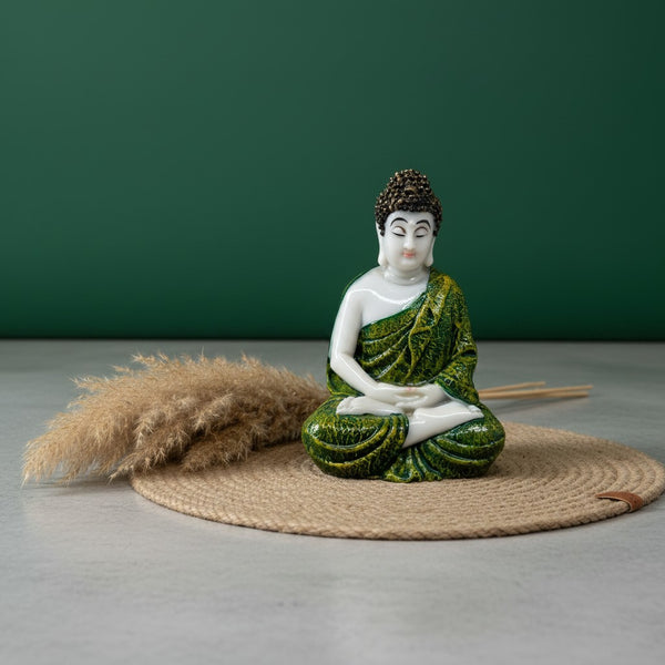 Polyresin Green Buddha Statue for Home Decor