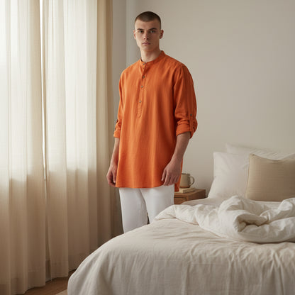 Linen Cotton Half Kurta Casual Wear