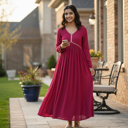 Rayon Gathered Anarkali Dress