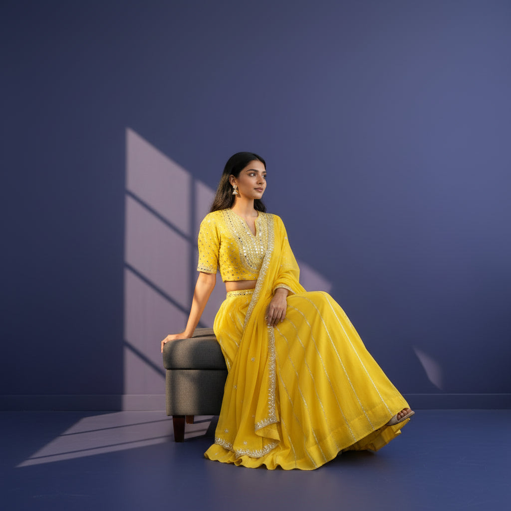 Georgette Lehenga with Heavy Bodice Embroidery