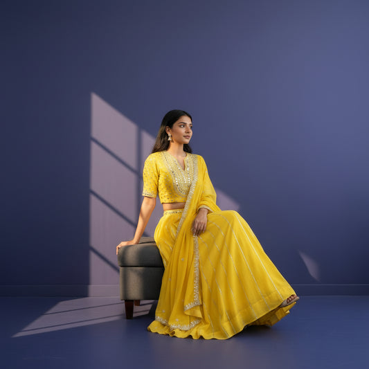 Georgette Lehenga with Heavy Bodice Embroidery