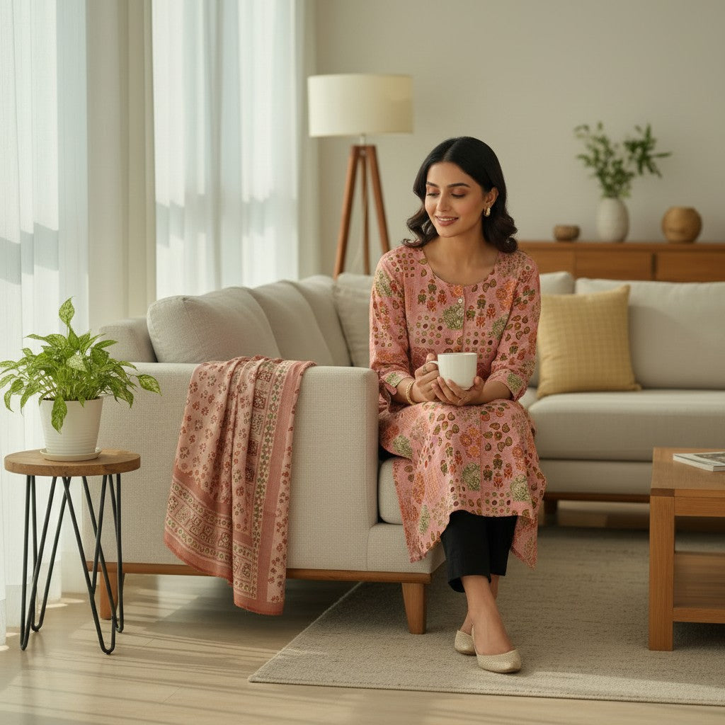 Ethnic Print Button-Down Kurti