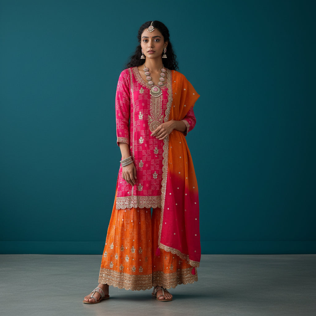 Raw Silk Sharara Set for Elegant Events