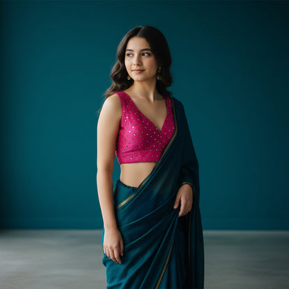 Silk Blend V-Neck Blouse