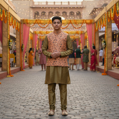 Cotton Silk Blend Kurta Set 3 Piece