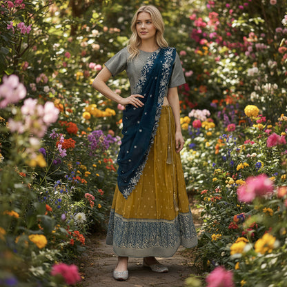 Woven Silk Lehenga Fine Draping