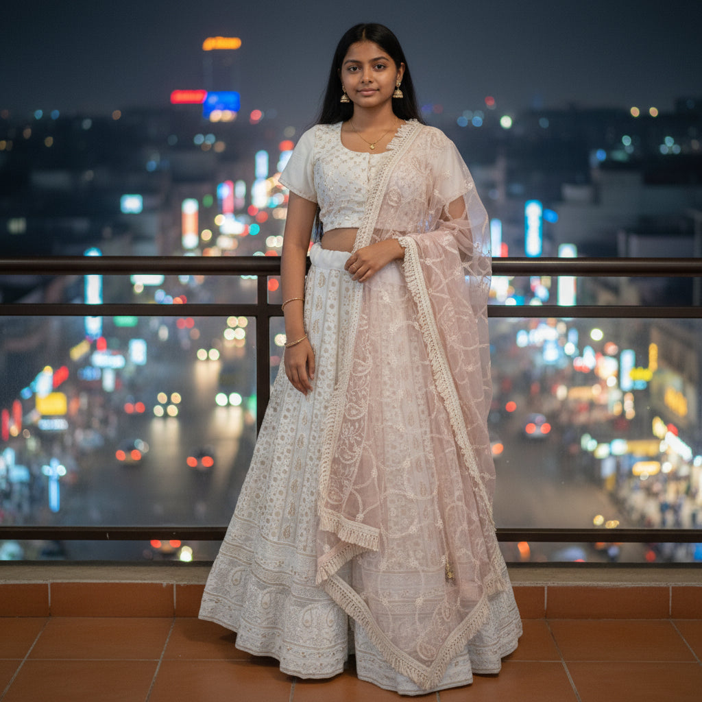 Net Georgette 3pc Lehenga Set