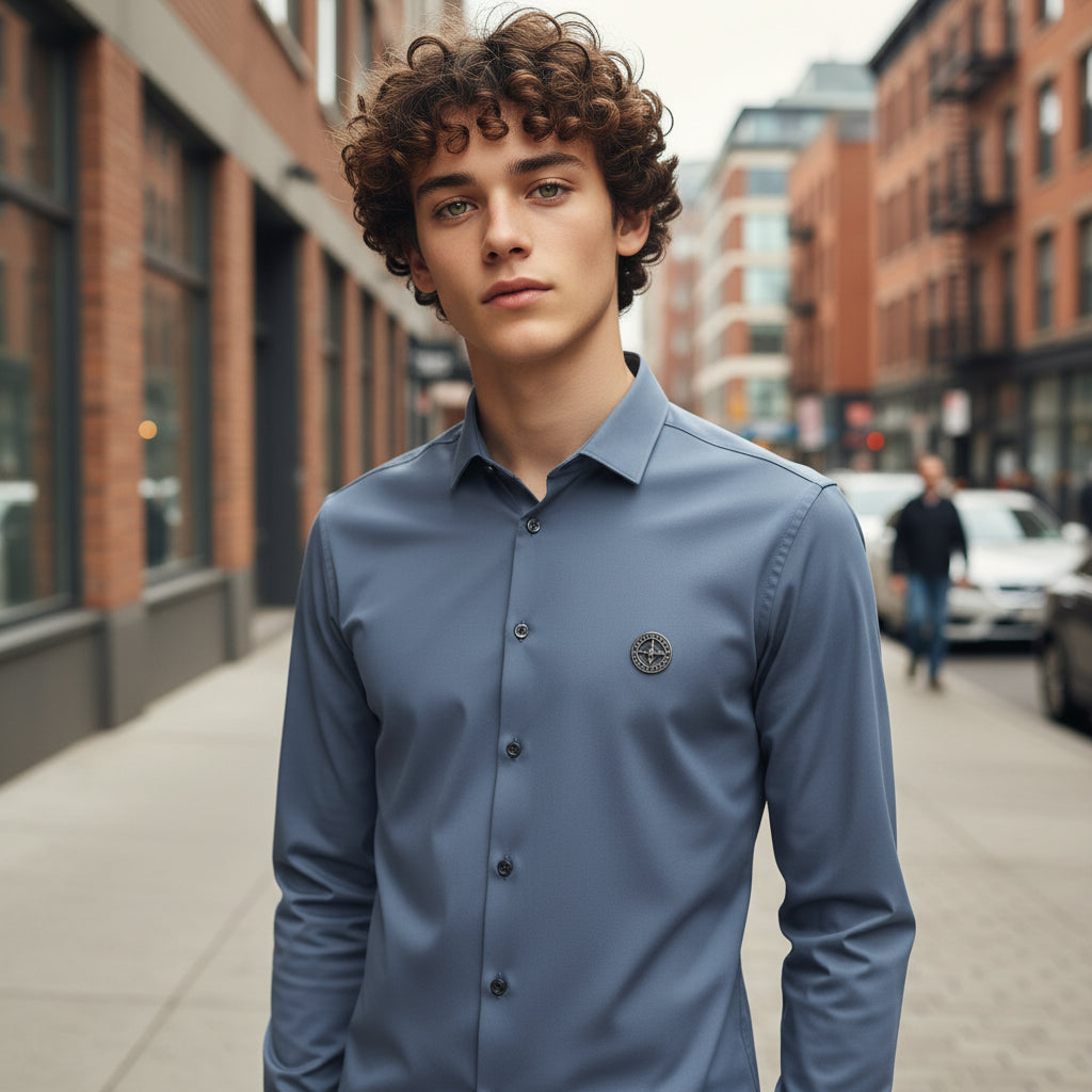 Lycra Button-Up Shirt Casual Wear