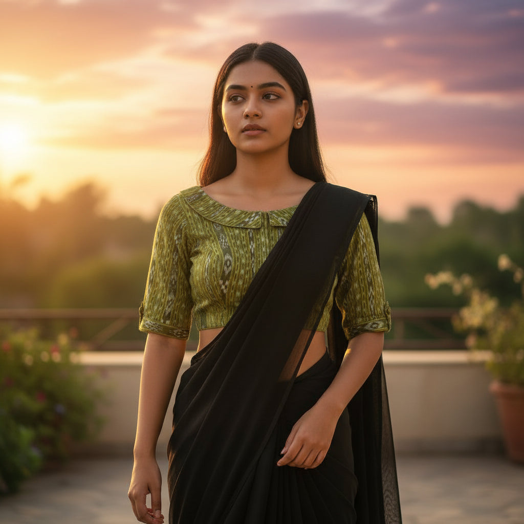 Ikat Print Cotton Blouse