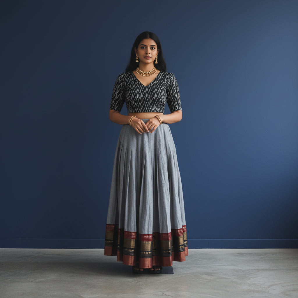 Ikkat Penkalamkari Crop Top