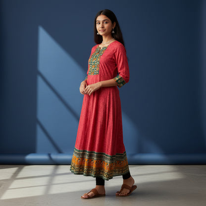 Georgette Frock Bandhini Inspired Motifs