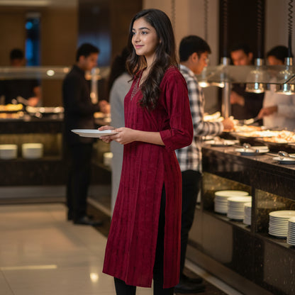 Textured Rayon Straight Kurta for Elegant Leisure