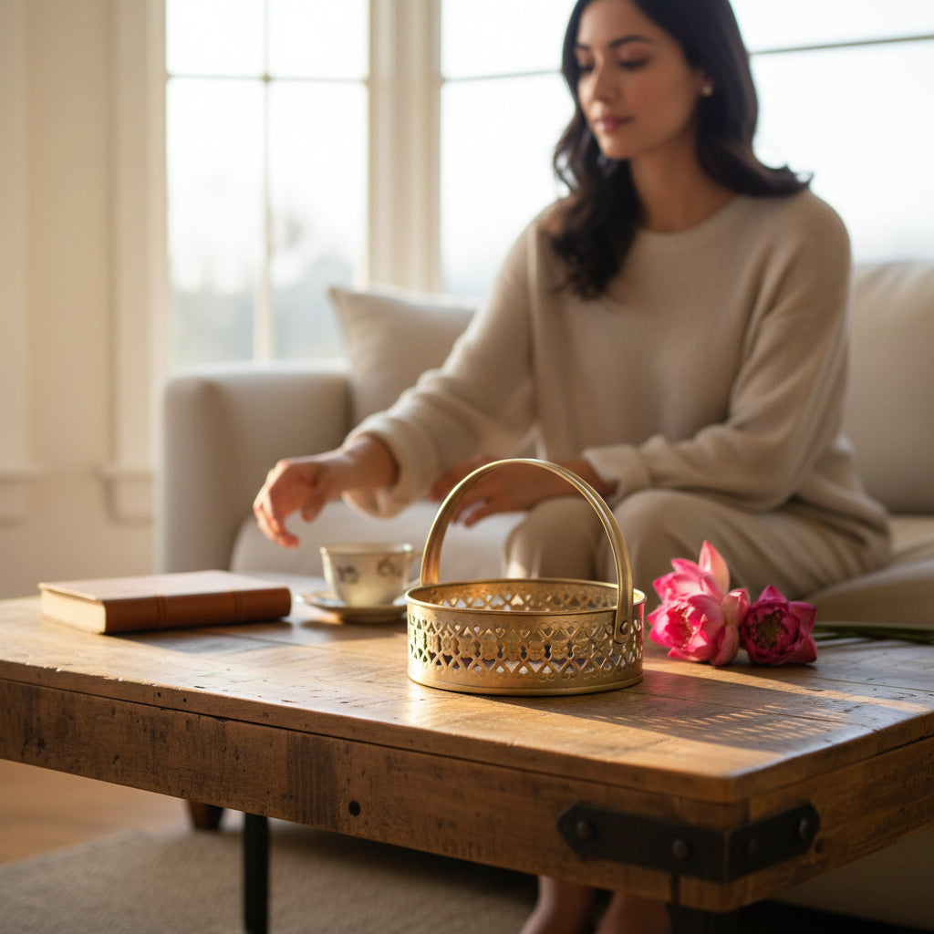 Gold-Plated Metal Decorative Basket