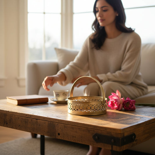 Gold-Plated Metal Decorative Basket