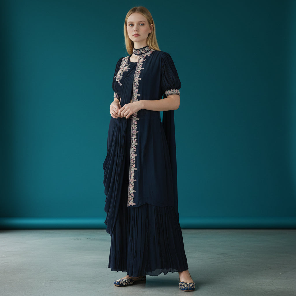 Georgette Crepe Drape Co-ord Set