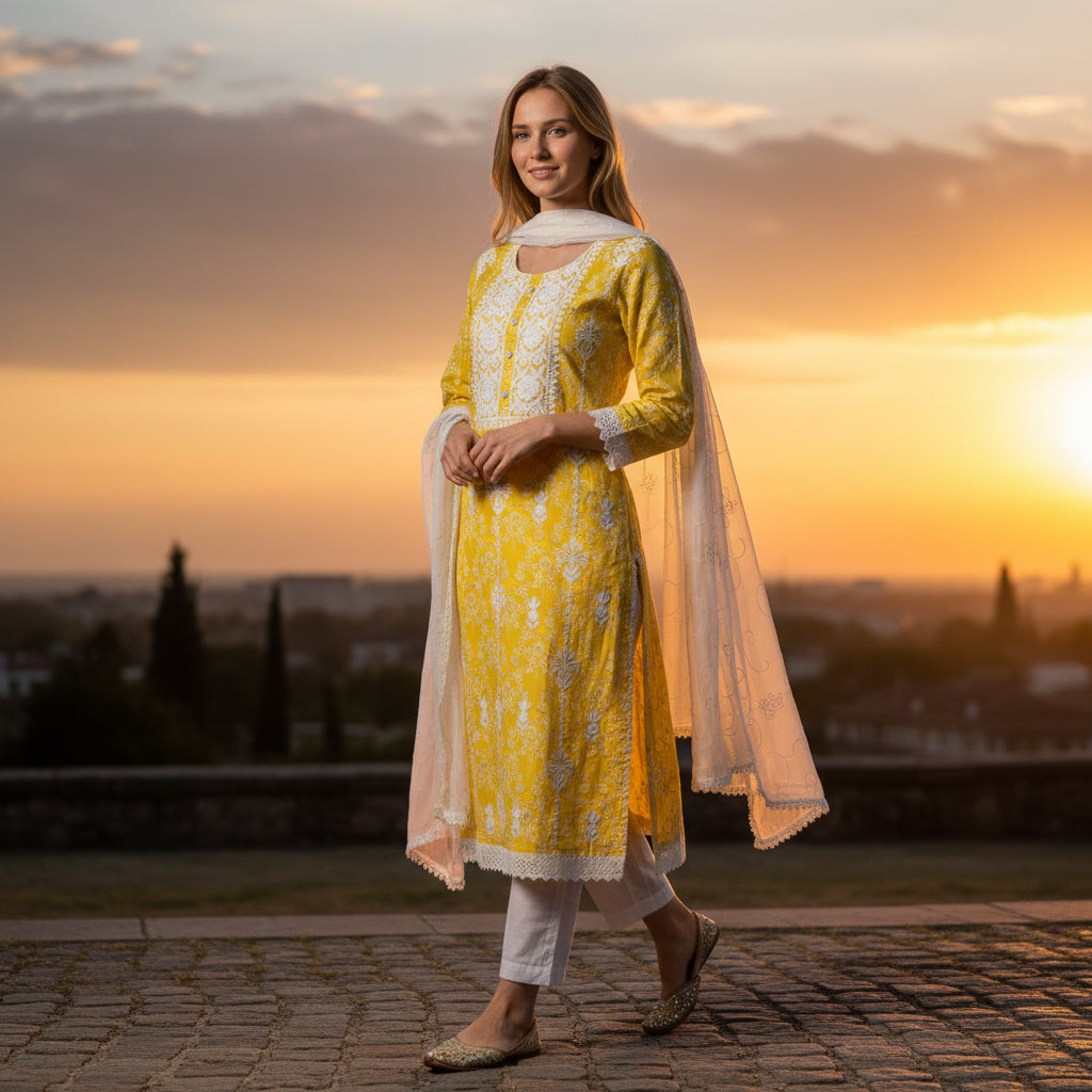 Elegant Embroidered Floral Kurta Set