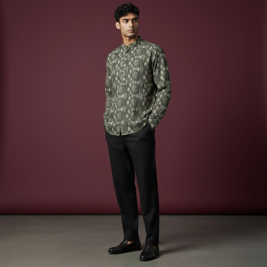 Funky Green Men's Half Kurta