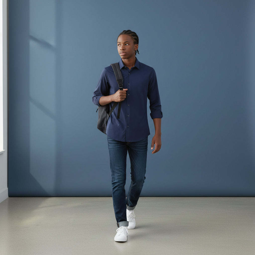 Polyester Button-Up Shirt