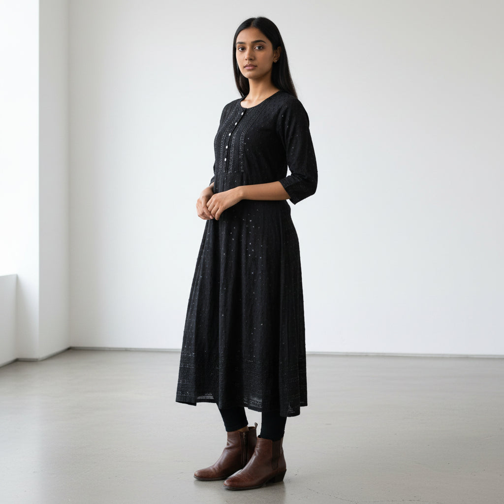 Georgette Frock Chikankari with Sequence