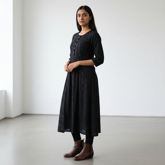 Georgette Frock Chikankari with Sequence