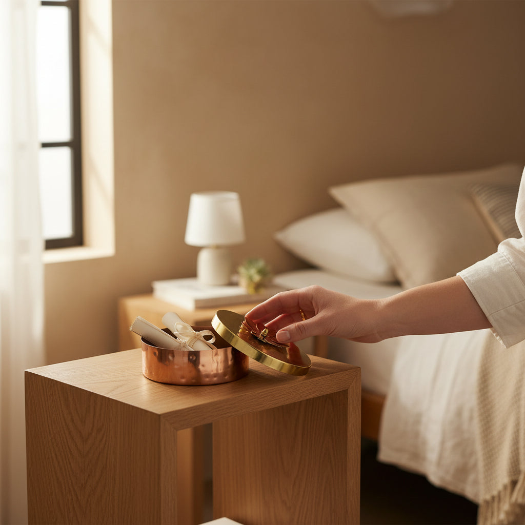 Mixed Metals Hammered Floral Trinket Box