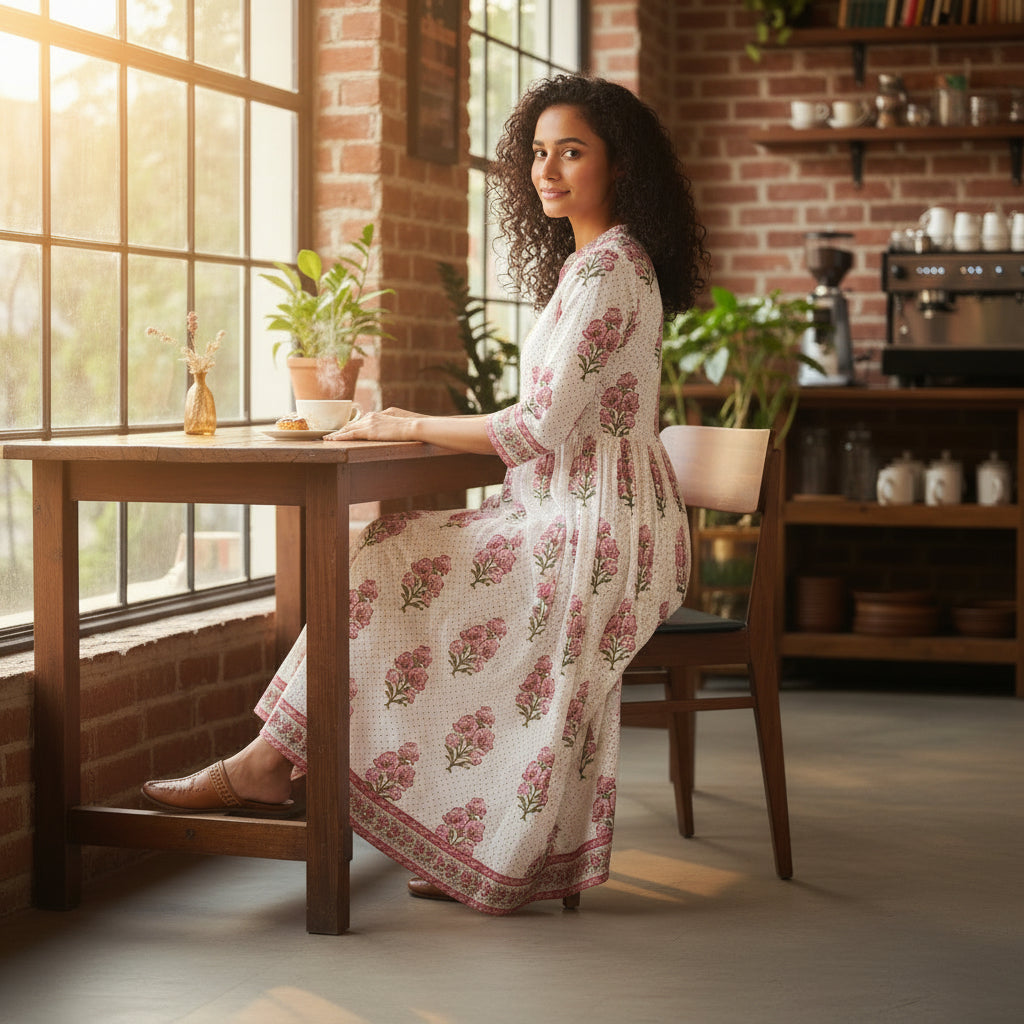 Rose Pink Floral Frock