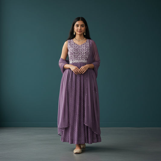 Chiffon Pleated Frock Evening Wear