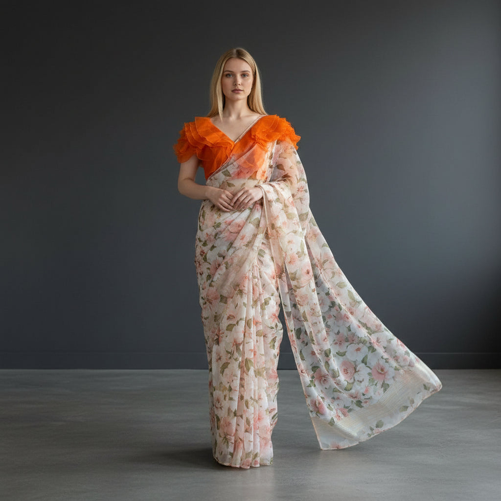 Organza Multi-Layer Ruffle Designer Blouse