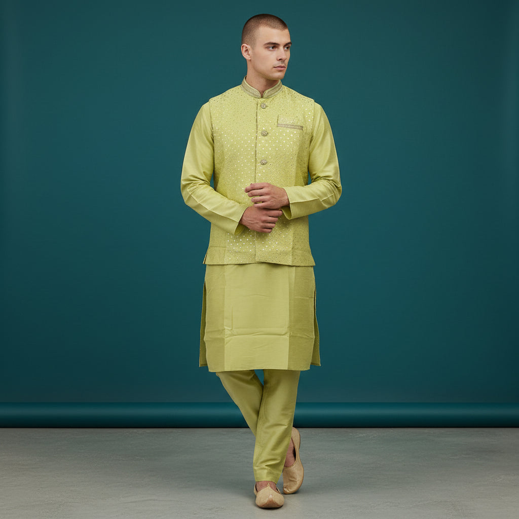 Cotton Silk Blend Kurta Set Three Piece