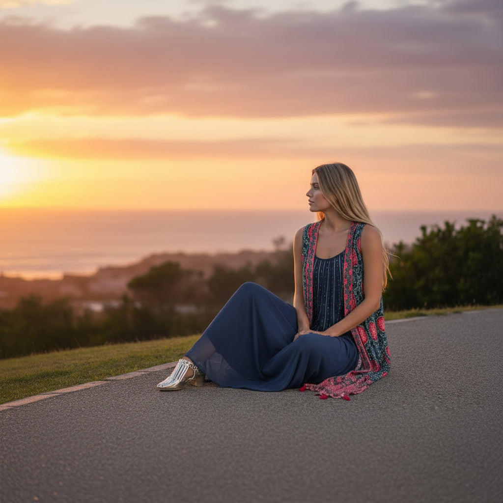 Chiffon Printed Jacket Maxi Dress Set