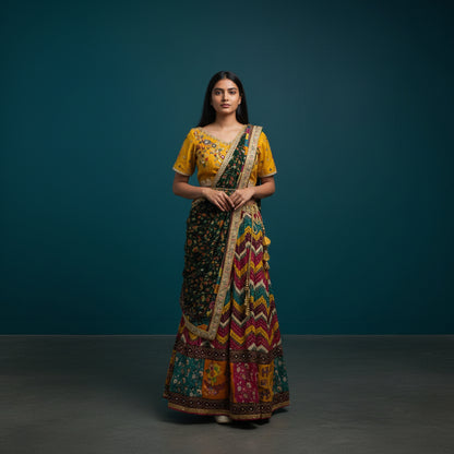 Patola Silk Zig-zag Pattern Lehenga