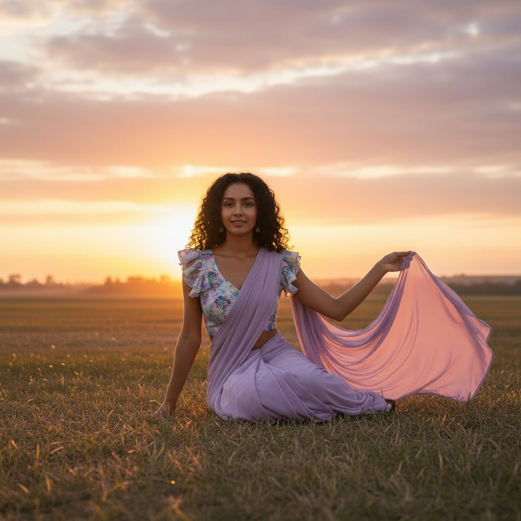 Chiffon Blouse with Ruffled Sleeves for Elegant Outings