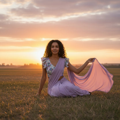 Chiffon Blouse with Ruffled Sleeves for Elegant Outings
