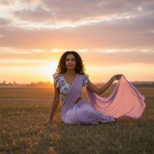 Chiffon Blouse with Ruffled Sleeves for Elegant Outings