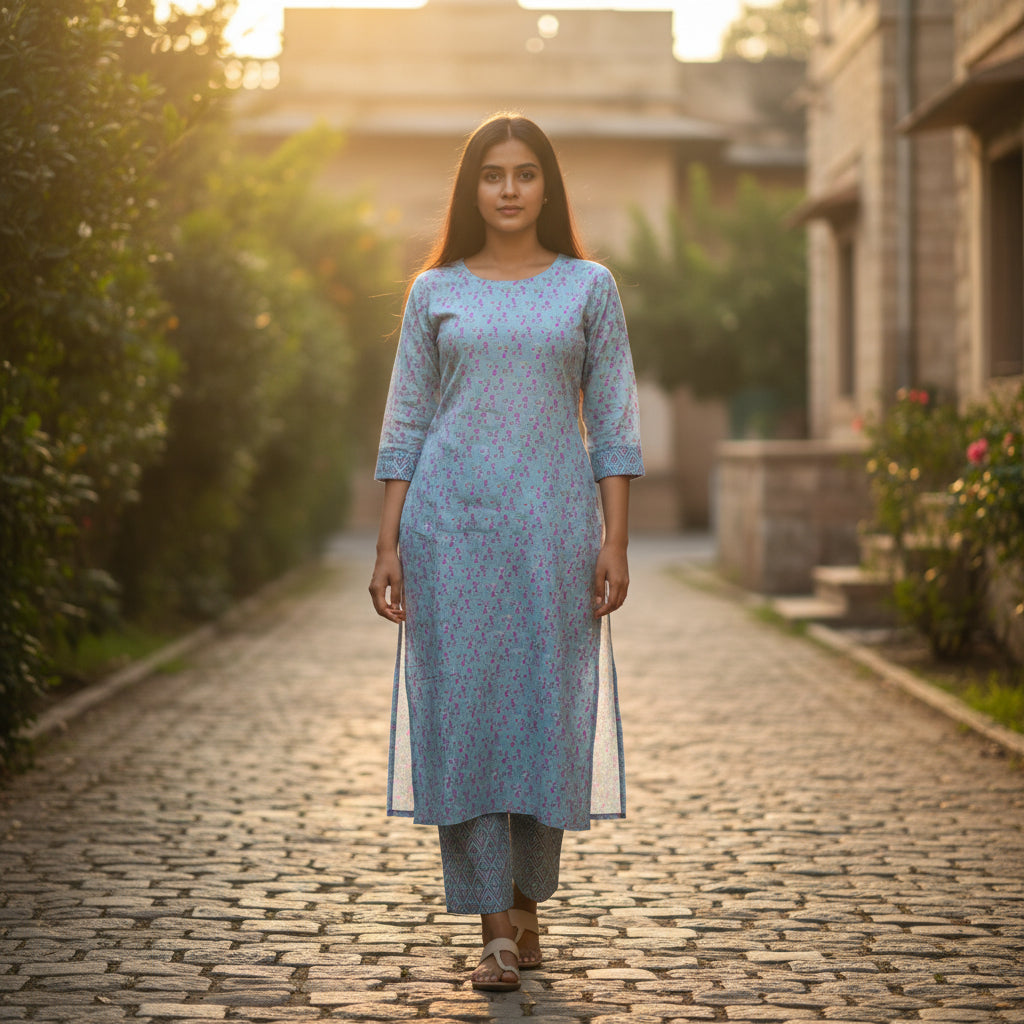 Cotton Kurta Set Floral Comfortable