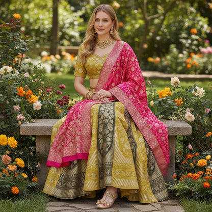 Silk-blend Lehenga with Banarasi Weave