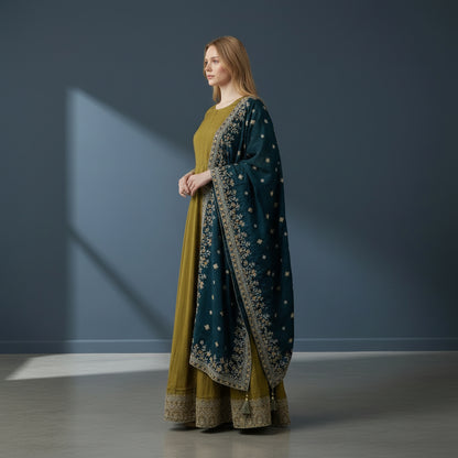 Silk Blend Anarkali Kurta Set