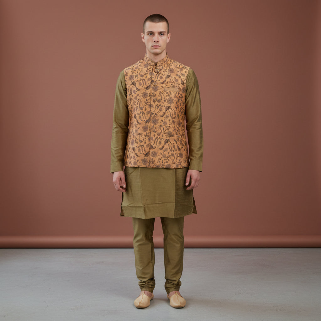 Cotton Silk Blend Kurta Set 3 Piece