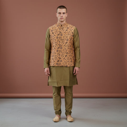 Cotton Silk Blend Kurta Set 3 Piece