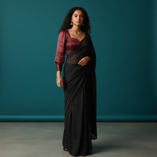 Sheer Organza Blouse with Sweetheart Neckline