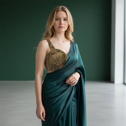 Crushed Silk Pleated Blouse Sleeveless