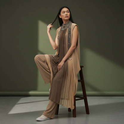 Crepe Georgette Layered Drape Suit